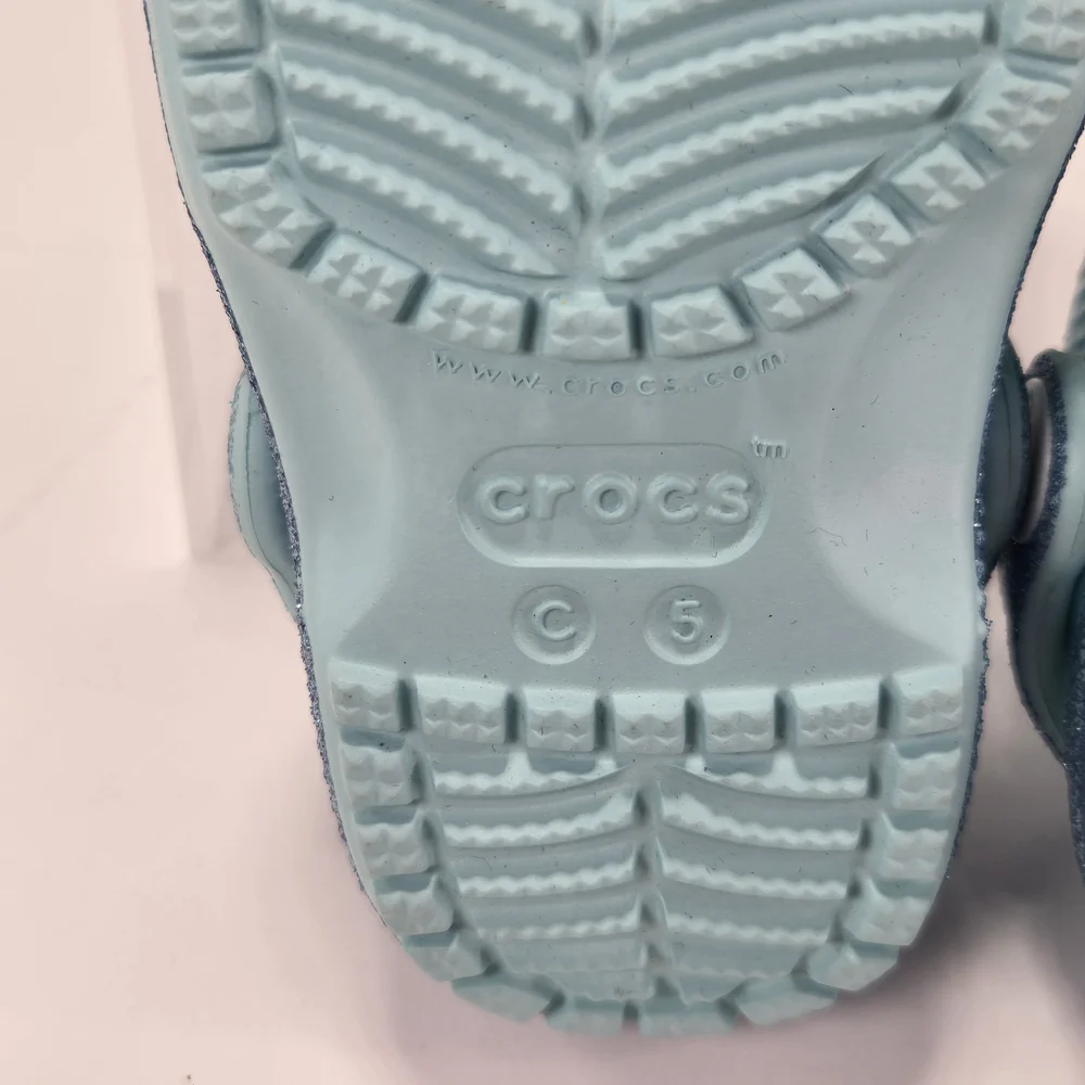 Crocs X Disney Frozen Light Blue Glitter Kids Clogs with Strap Size C5 Toddler